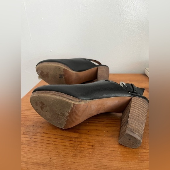 Madewell Saddle Black Leather Slingback Mule Stacked Heel - Picture 4 of 10